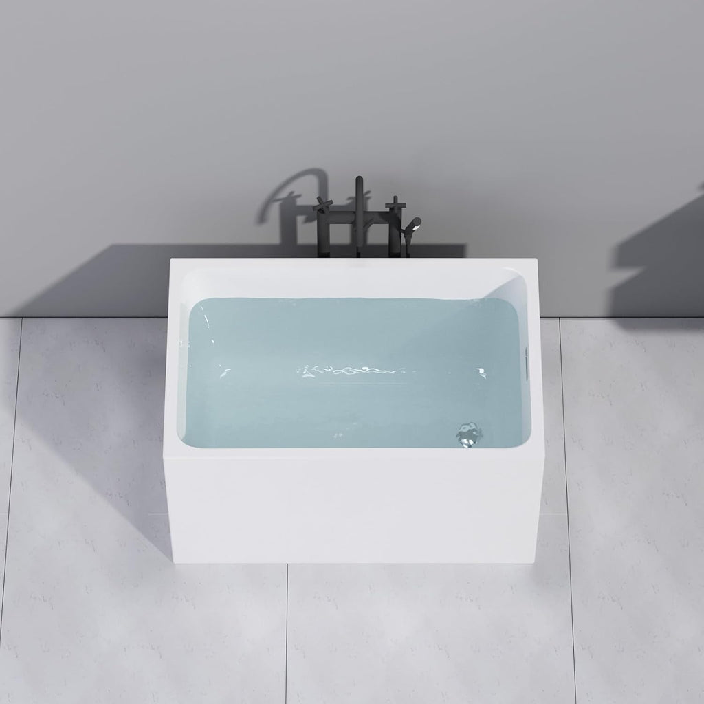47' Acrylic Freestanding Bathtubs, Square Shaped Japanese Soaking Tub, Stand Alone Tubs W/Pop-UP Chrome Drain, Slotted Overflow, cUPC Certified (Without Seat)