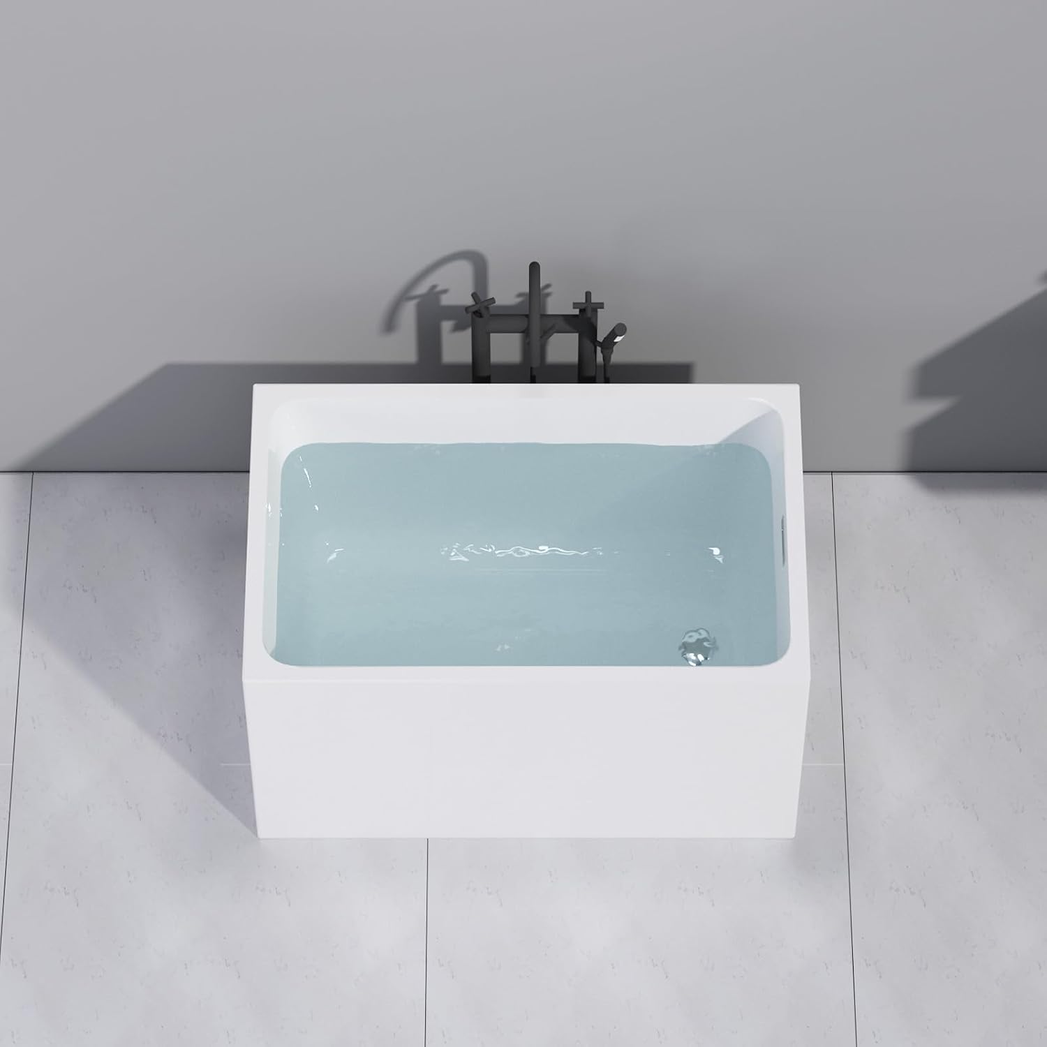47' Acrylic Freestanding Bathtubs, Square Shaped Japanese Soaking Tub, Stand Alone Tubs W/Pop-UP Chrome Drain, Slotted Overflow, cUPC Certified (Without Seat)
