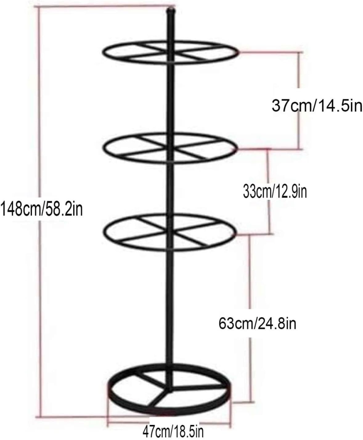 Commercial 3/4-Tier Round Garment Display Stand - Freestanding Merchandising Rack for Bras, Shorts, Socks & Underwear - White Retail Store Fixture & Organization Rack(Black,3)
