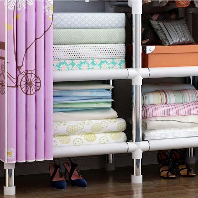 HUHJYUGE Closet Wardrobe, Freestanding Clothes Garment, Portable Wardrobe Closet for Hanging Clothes, Bedroom Armoire with Cover, Large Clothes Organizer, Clothes Hanging Rack for Cloakroom