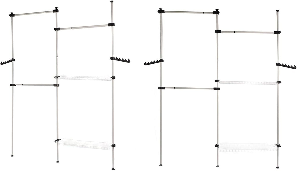Portable Indoor Garment Rack, Heavy Duty Adjustable Clothes Hanger, 122 Inch High x 122 Inch Wide - Stable Support, Tools Free DIY Installation, Space Saving for Household Use