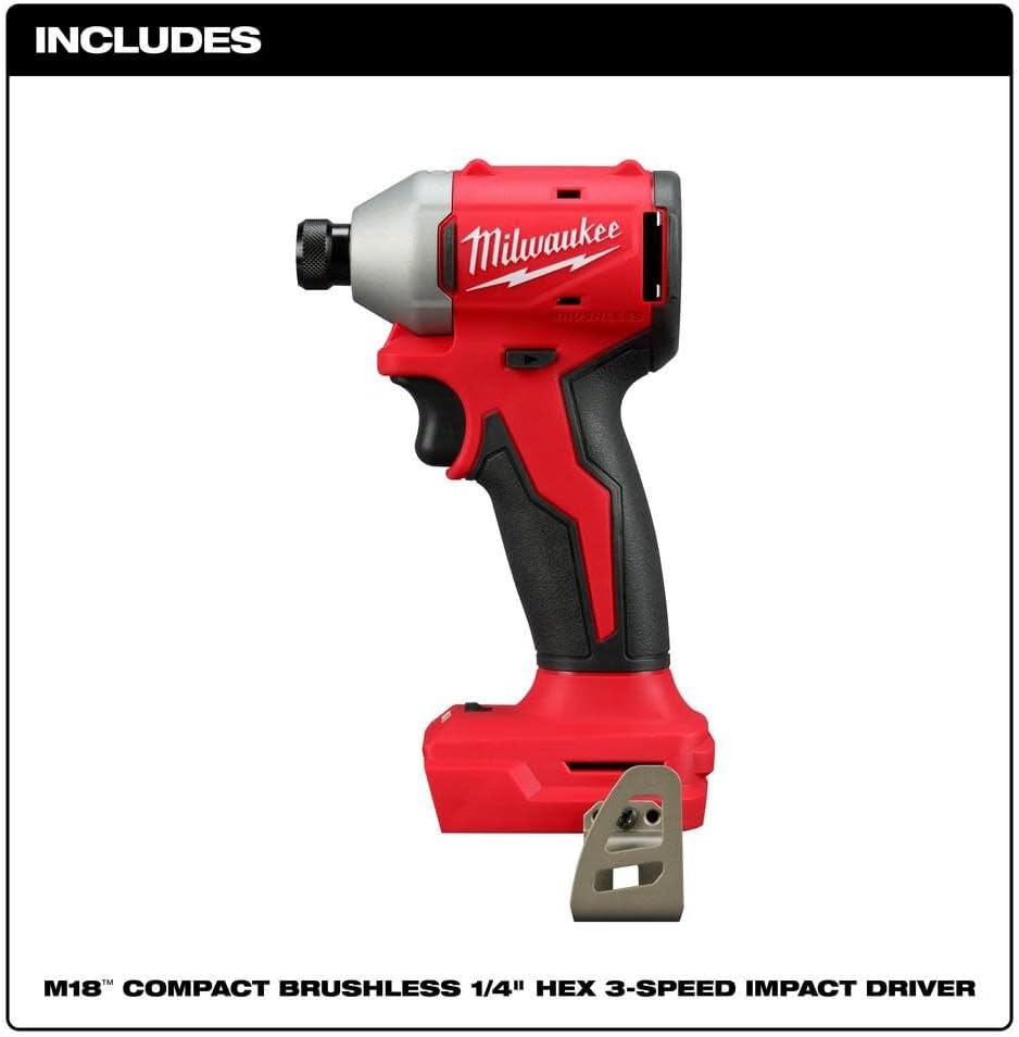 Milwaukee M18 Compact 3651 Hex 3-Speed Impact Driver (Bare Tool) (Renewed)
