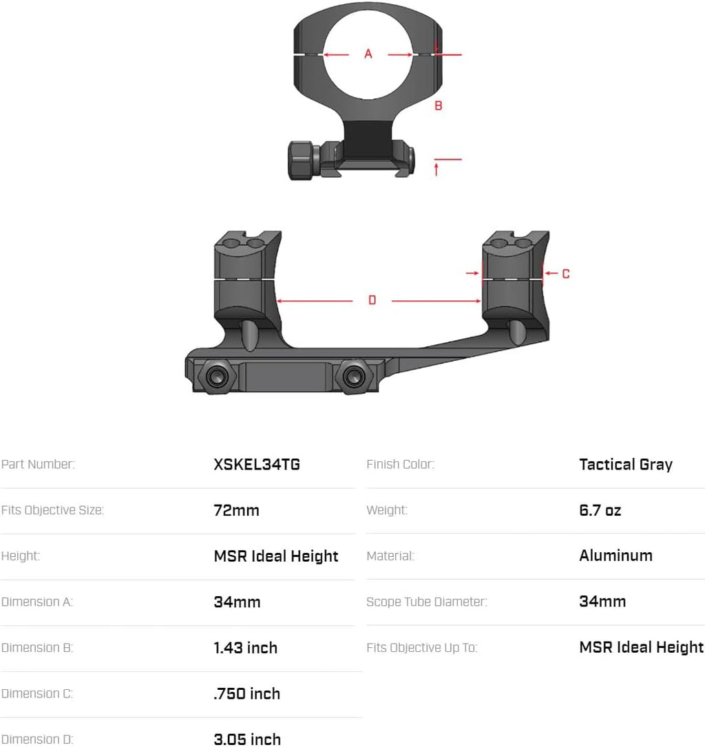 WARNE XSKEL30TW Gen 2, Extended Skeletonized 30mm MSR Mount, 6061 T6 Aluminum, Steel Threaded Inserts, Black | Two-Inch Forward Cantilever, Steel Threaded Inserts, MSR Ideal Height, Fits 34mm Scope Tubes, Lightweight Construction