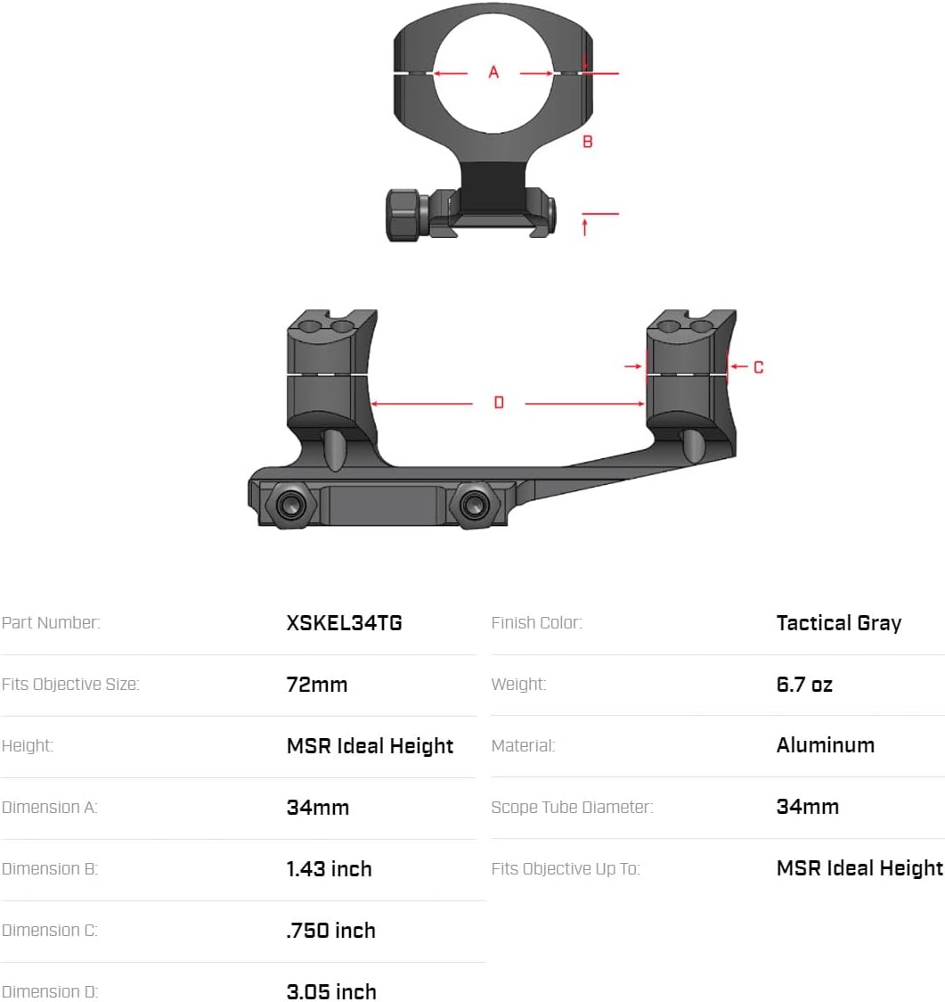WARNE XSKEL30TW Gen 2, Extended Skeletonized 30mm MSR Mount, 6061 T6 Aluminum, Steel Threaded Inserts, Black | Two-Inch Forward Cantilever, Steel Threaded Inserts, MSR Ideal Height, Fits 34mm Scope Tubes, Lightweight Construction