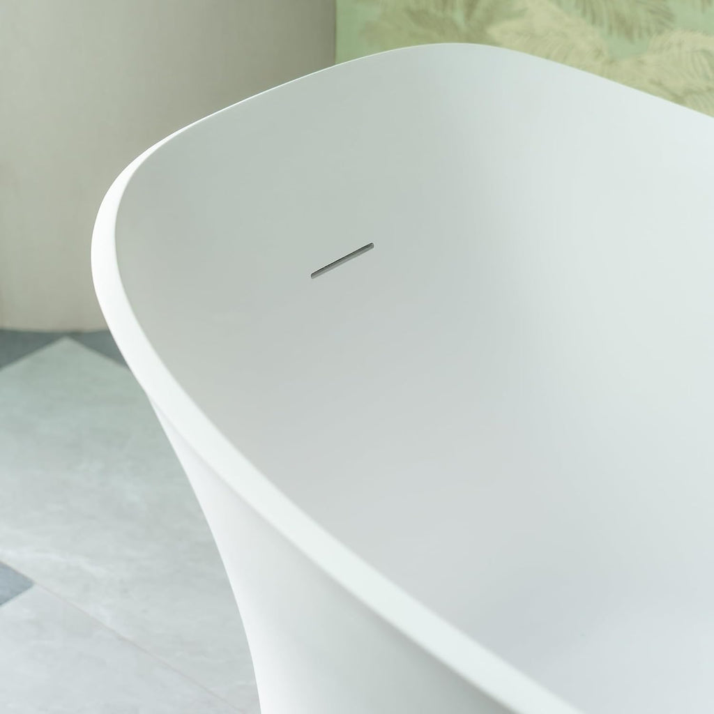 WOODBRIDGE 71' L x 31-1/2' W Luxury Contemporary Solid Surface Stone Resin Freestanding Bathtub in Matte White