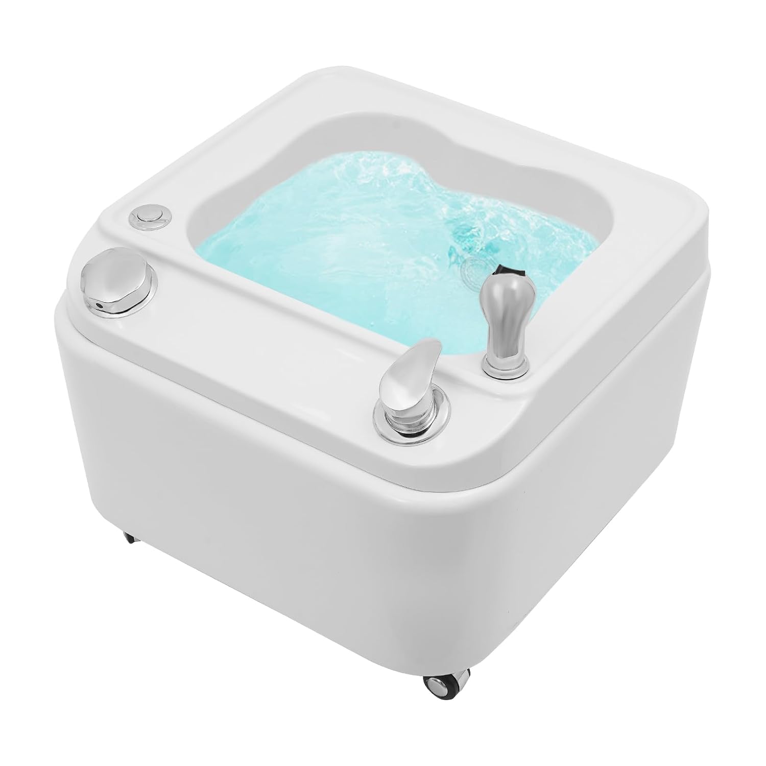 Foot Spa Bath Massager with Bubble, 55W Portable Electric Heated Foot Bath Tub with 7-Color LED Lights, Built-in Hand Shower, Drain Plug & Wheels for Home, Beauty Salons, Feet Stress Relief
