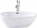 67' Freestanding Bathtub, Deep Soaking Acrylic Tub, Non-Slip Acrylic Tub with Chrome Drain, CUPC Certified, Ergonomic Modern Bath for Bathrooms, Easy-Install