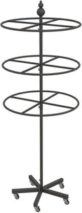 3-Tier Round Garment Rack, 360° Retail Floor Standing Rotating Display Stand, Kids Garment Rack with 5 Wheels, for Retail Store, Boutique, Home Closet(White,H-190cm)