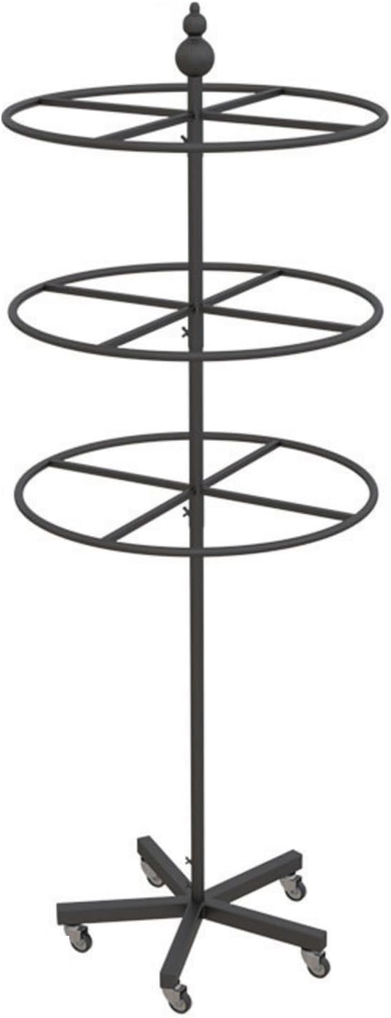 3-Tier Round Garment Rack, 360° Retail Floor Standing Rotating Display Stand, Kids Garment Rack with 5 Wheels, for Retail Store, Boutique, Home Closet(White,H-190cm)