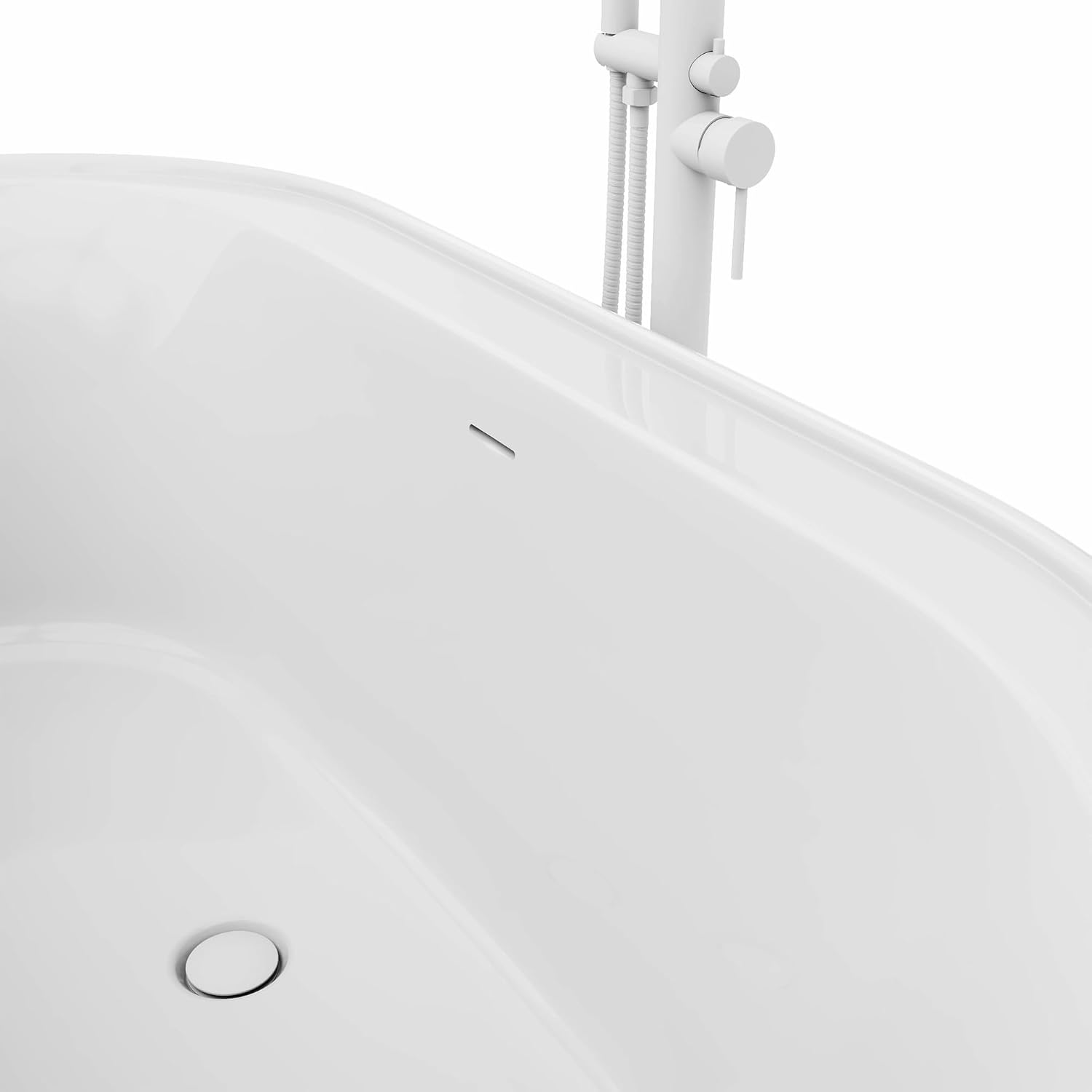 DreamLine Encore 60 1/4 inch L x 32 1/4 inch W x 23 1/8 inch H Freestanding Acrylic Bathtub with White Drain