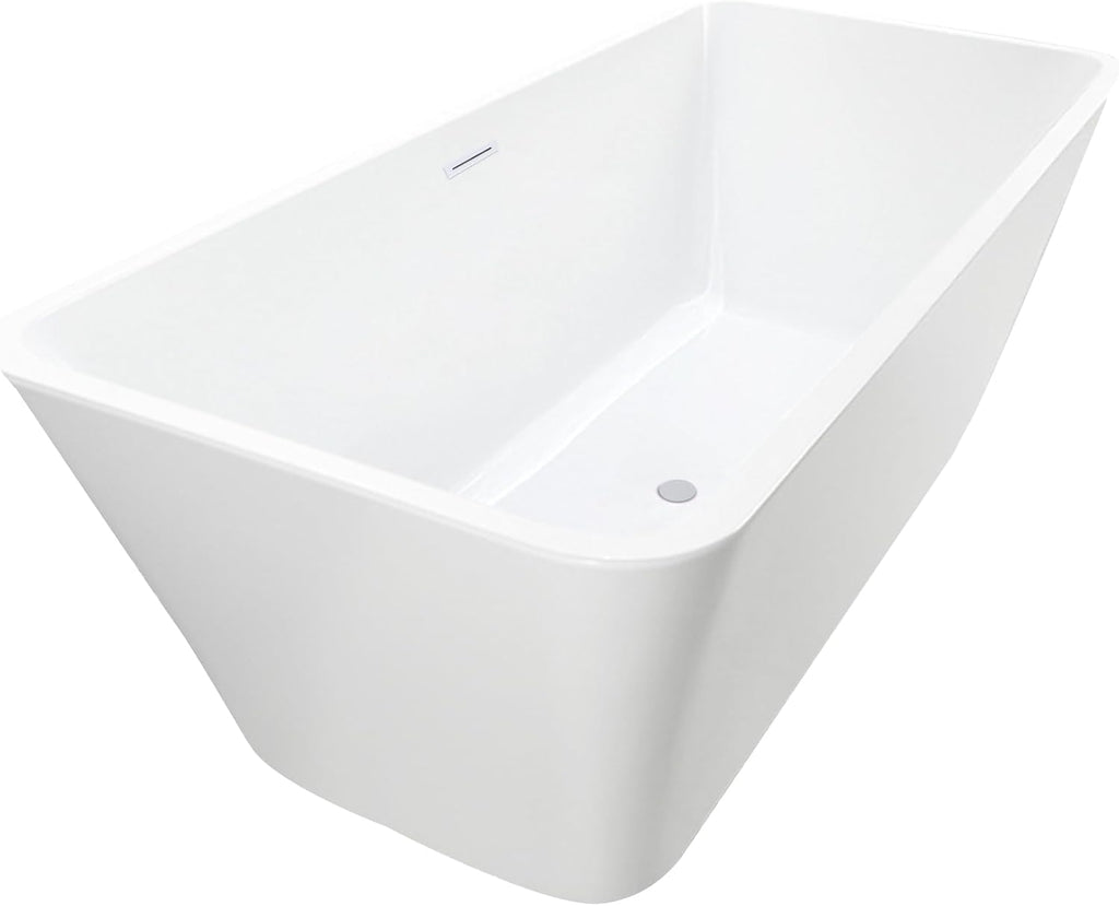 Vanity Art 67 X 29 Inch White Acrylic Freestanding Bathtub | Contemporary Design Soaking Tub with Pop-up Drain and Slotted Overflow Included, UPC Certified VA6820-PW