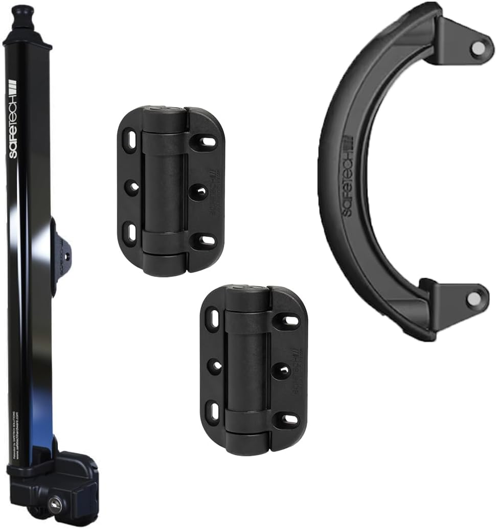 Safetech Hardware 22-Inch Push Lock Magnetic Top Pull Pool Gate Latch, MegaKlik Gate Hinges & Gate Handle Bundle