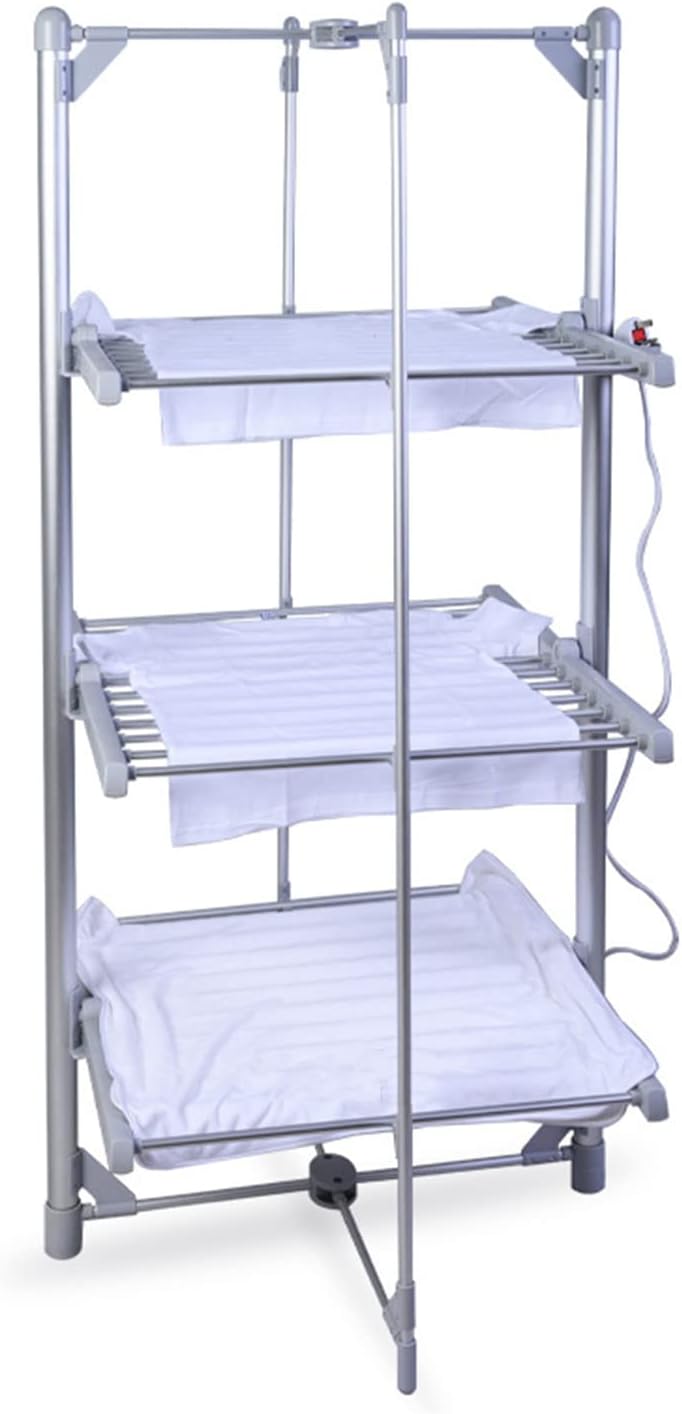 Drying RacksElectric Heating Clothes Drying Rack, 3-Tier Oversize Collapsible Electric Heated Towel Rail, Free-Standing Stainless Steel Laundry Garment Dryer Stand for Towels, Clothes, Shoes