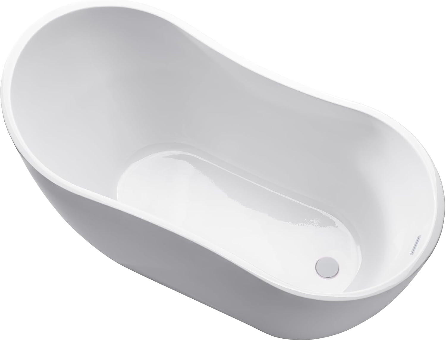 Vanity Art 54 X 28 Inch White Acrylic Freestanding Bathtub | Contemporary Design Soaking Tub with Pop-up Drain and Slotted Overflow Included, UPC Certified VA6525-PW