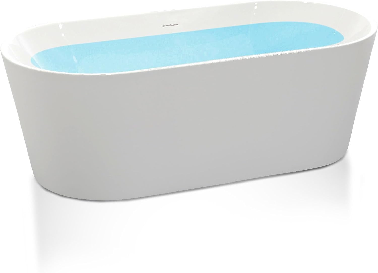 ANZZI Freestanding Bathtub 55 In Acrylic Soaking Tub Flat Bottom One Piece Marine Grade Build Glossy White Center Drain Chrome Overflow 73 Galon 55.12 x 29.53 x 22.83'' In Chand Series | FT-AZ098-55
