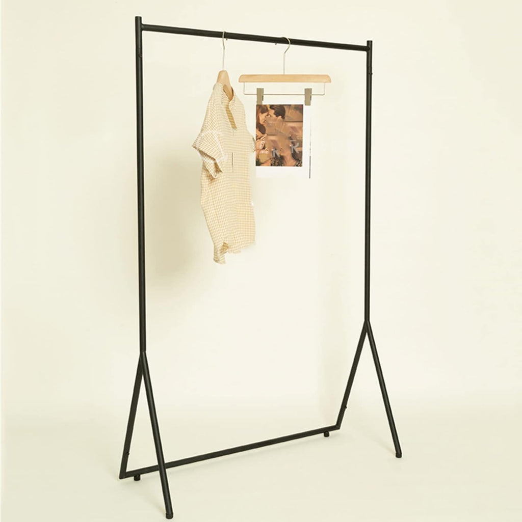 Garment Rack Floor-Standing Metal Clothing Rack Commercial Grade Heavy Duty Clothes Rails Freestanding Garment Rack for Bedroom and Living Room Easy to Assemble Coat Rack, Black(Size:80x40x160CM)