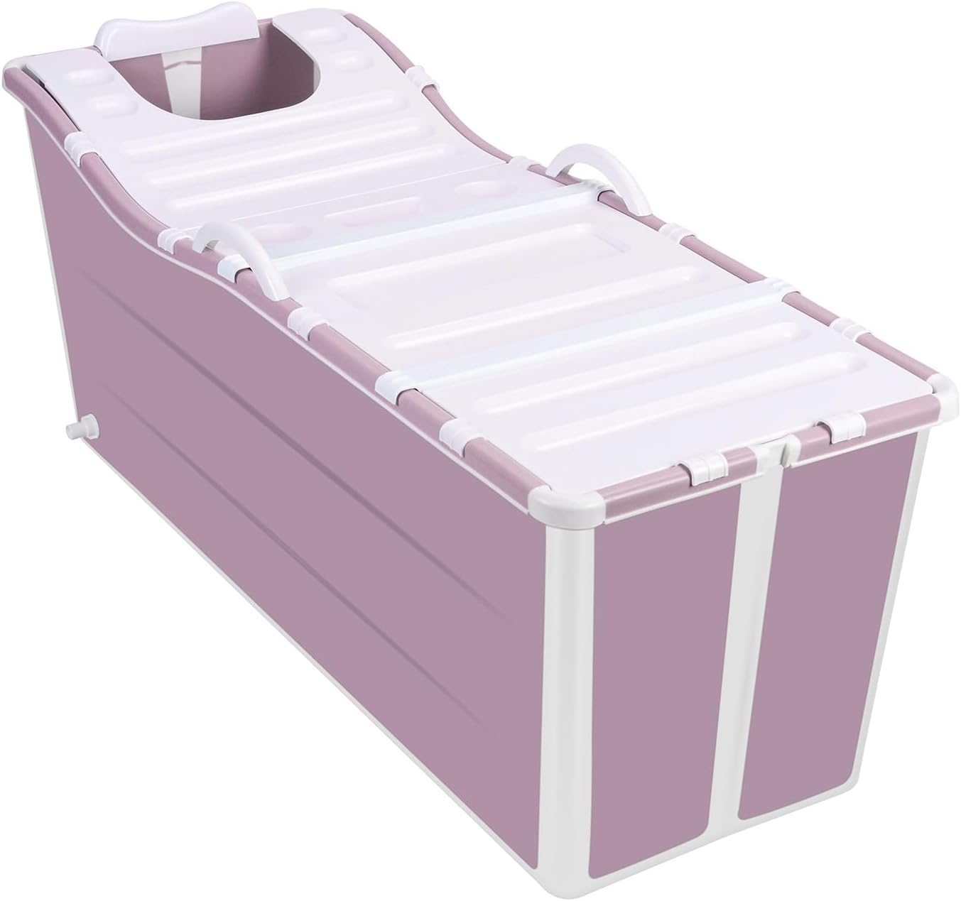Portable Foldable Bathtub, Bathing Tub for Shower Stall, Portable Bathtub for Adult, Space Saving Home Spa Bath, Freestanding Effortless Folding Bathtub with Thermal Lid, Handrail Pink