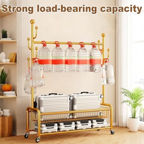 Rolling Clothes Rack with Wheels, Metal Garment Rack with Shelves, Portable Wardrobe Organizer, Adjustable Clothing Stand (Black, 39.4 inches)