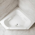 Carver Tubs - CT6060 - Modern Acrylic Fiberglass Whirlpool Corner Bathtub, 12 Heated Jetted Air Massage - White Corner Triangle Acrylic Tub w/Armrest - Deep Relaxing Soak - 60'L x 60'W x 19.5'H