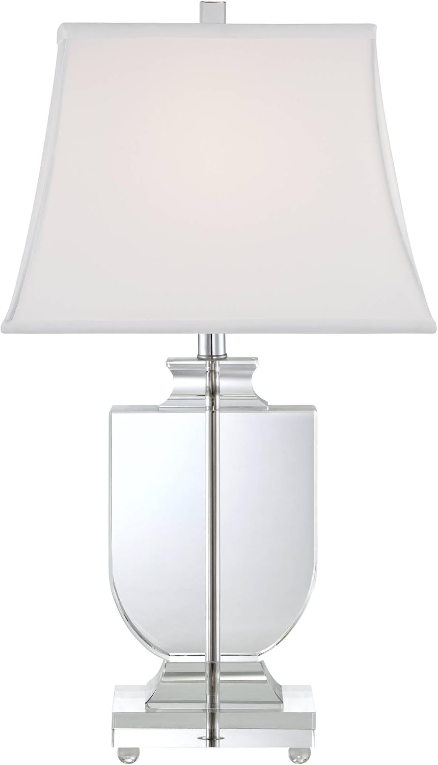 Vienna Full Spectrum Tilde 26 1/4' Tall Urn Modern Table Lamps Set of 2 Clear Crystal White Shade Living Room Bedroom Bedside Nightstand House Office Home Reading Kitchen Entryway Console Family