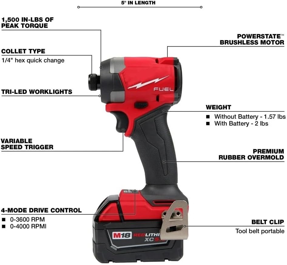 2953-22 Impact Driver for Milwaukee M18 18 V FUEL1/4' Hex Impact Driver Kit