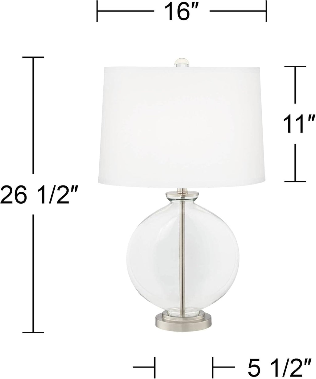 Color + Plus Carrie 26 1/2' Tall Round Modern Table Lamps Set of 2 Poetry Plum Purple Finish Glass Fabric White Shade Living Room Bedroom Bedside Nightstand House Office Family Reading Kitchen