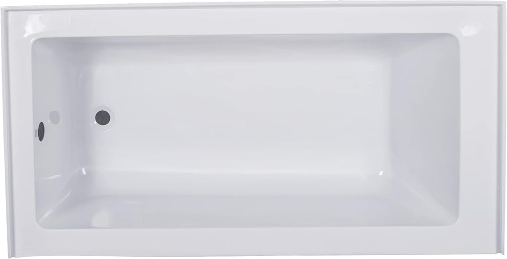 Carver Tubs - ALL6636 - Modern Acrylic Fiberglass Alcove Soaking Bathtub - Rectangular Water Massage Bathtub - White Rectangle Tub W/Left Chrome Drain - Deep Relaxing Soak - 66' L x 36' W x 20.5' H