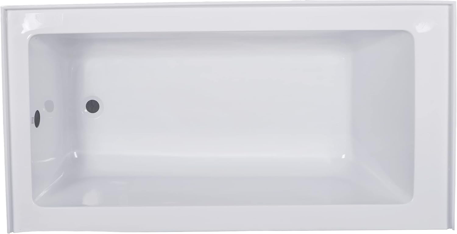 Carver Tubs - ALL6636 - Modern Acrylic Fiberglass Alcove Soaking Bathtub - Rectangular Water Massage Bathtub - White Rectangle Tub W/Left Chrome Drain - Deep Relaxing Soak - 66' L x 36' W x 20.5' H