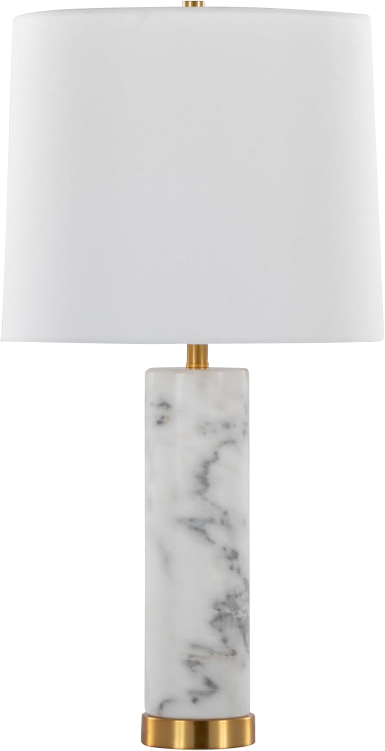 LumiSource Marbella 26' Marble Table Lamp Set of 2, Desk Lamp, Bedside Lamps for Night Stands, Nightstand Lamp, Small Lamp, Small Table Lamps for Living Room, White Table Lamps Set of 2