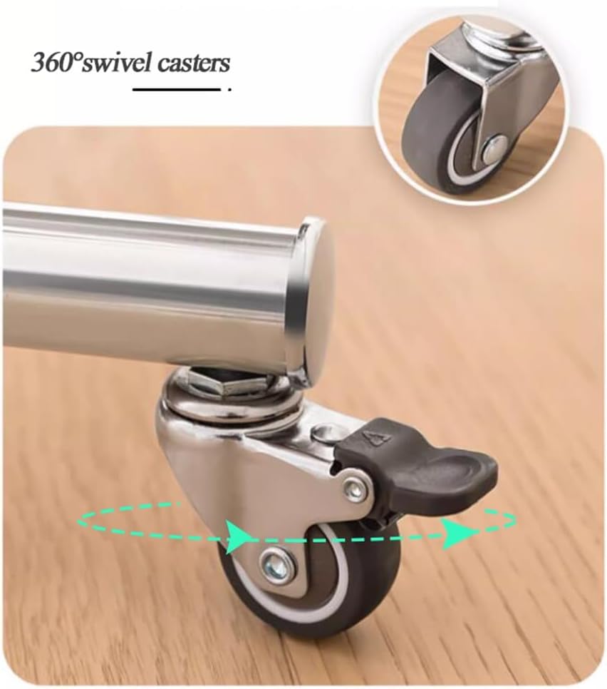 Double Clothes Garment Rack with Wheels, Extendable Rod, Heavy Duty Clothes Rail with Bottom Shelf and 4 Casters, Rolling Clothing Rack for Hanging Clothes, Load 100kg