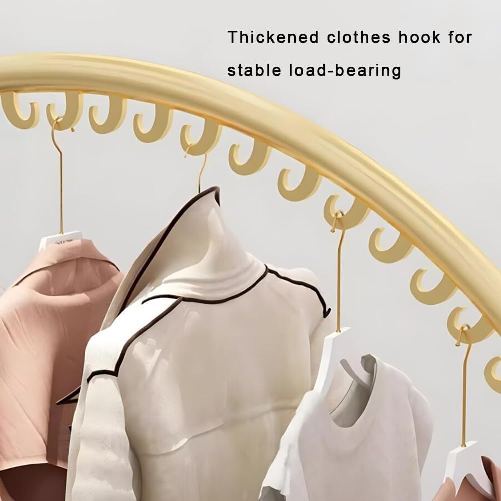 Metal Garment Rack with Stable Base, Clothing Rack, Freestanding Heavy Duty Clothing Rack, Portable Round C-Style Rack, Strong Bearing Capacity, for Retail Home Clothing Store(120x130cm)