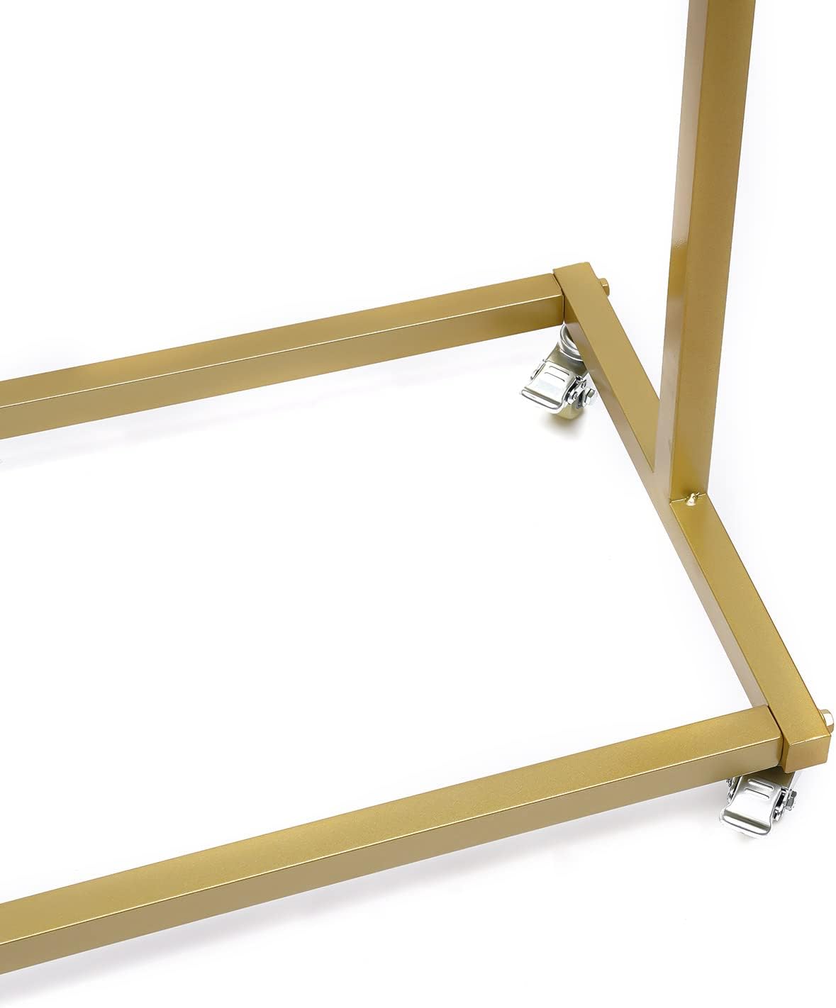 52.8' Boutiques Retail Gold Clothing Racks with Wheels, Rolling Garment Rack Clothing Store Hanger Storage Shelves,Commercial Closet