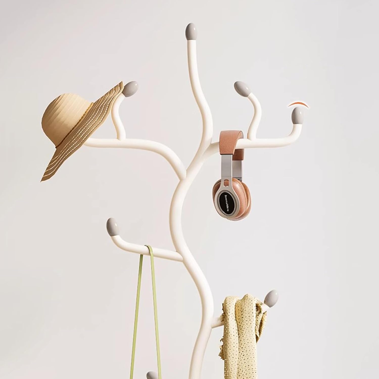 Heavy Duty Garment Rack Coat Rack with Storage Basket and 9 Hooks, Freestanding Clothes Hanger Stand with Wheels, Space Saving Clothing Rack for Entryway, Bedroom, Office, White, 42X175CM