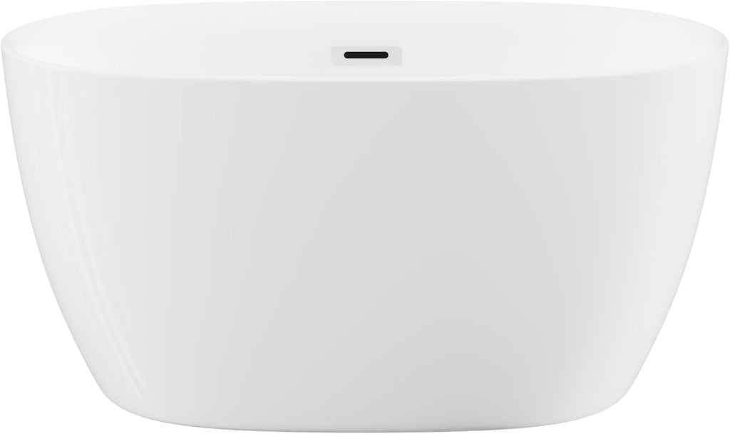 Freestanding Bathtub 47'' Acrylic Bathtub-Acrylic Soaking Tubs, White Bathtub, Oval Shape Freestanding Bathtub With Chrome Overflow and Pop-Up Drain CUPC Certificate