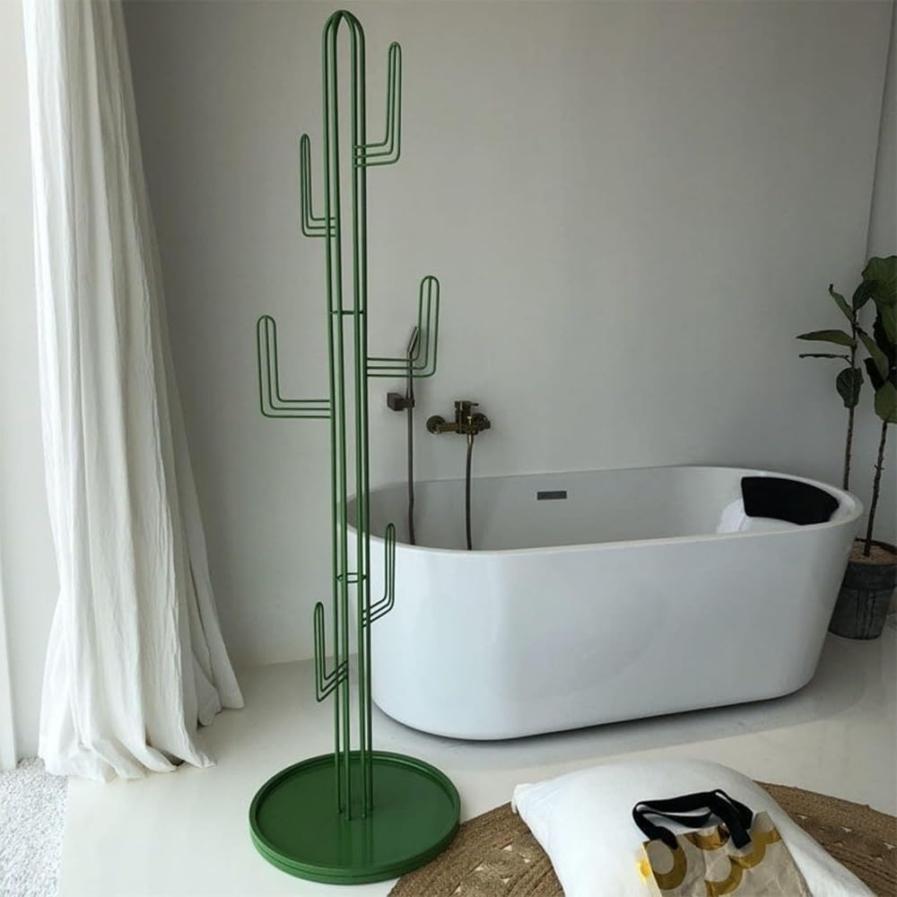 Coat Racks Clothing Stand Freestanding Coat Hanger Garment Racks With Stable Round Base Cactus Shape For Clothes Hats, Bags Fo Coat Rack Stand(Gold)