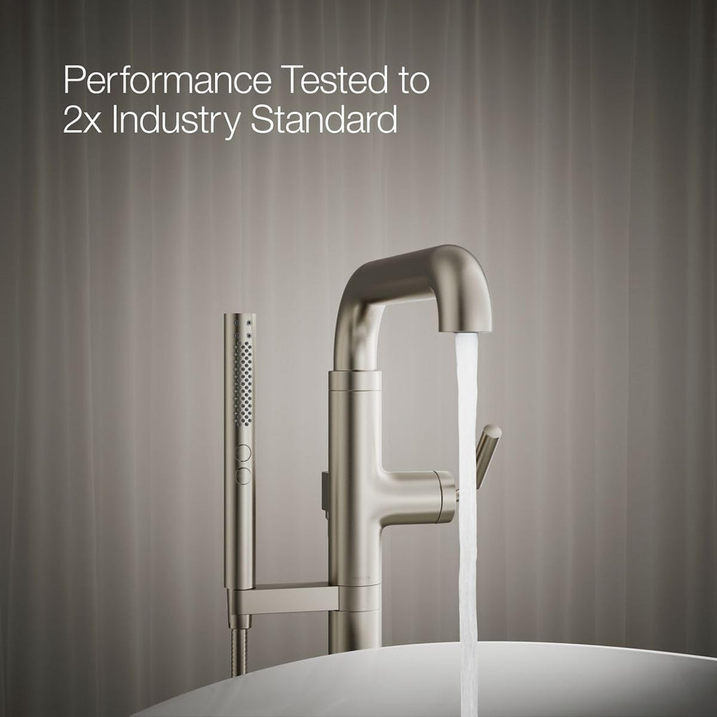 Kohler T27424-4-BN Tone™ Floor-mount bath filler trim with handshower, Vibrant Brushed Nickel