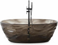 Cpingao 66' Resin Transparent Freestanding Bathtub, Contemporary Oval Stand Alone Tubs, Translucent Resin Freestanding Bath Tub 1670 MM with Drain Black 8851-1700-BK