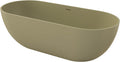 69' Freestanding Solid Surface Bathtub, Matte Olive Green | Resin Stone, Modern Design Stand Alone Tub with Drain, Colorful Free Stand Tub