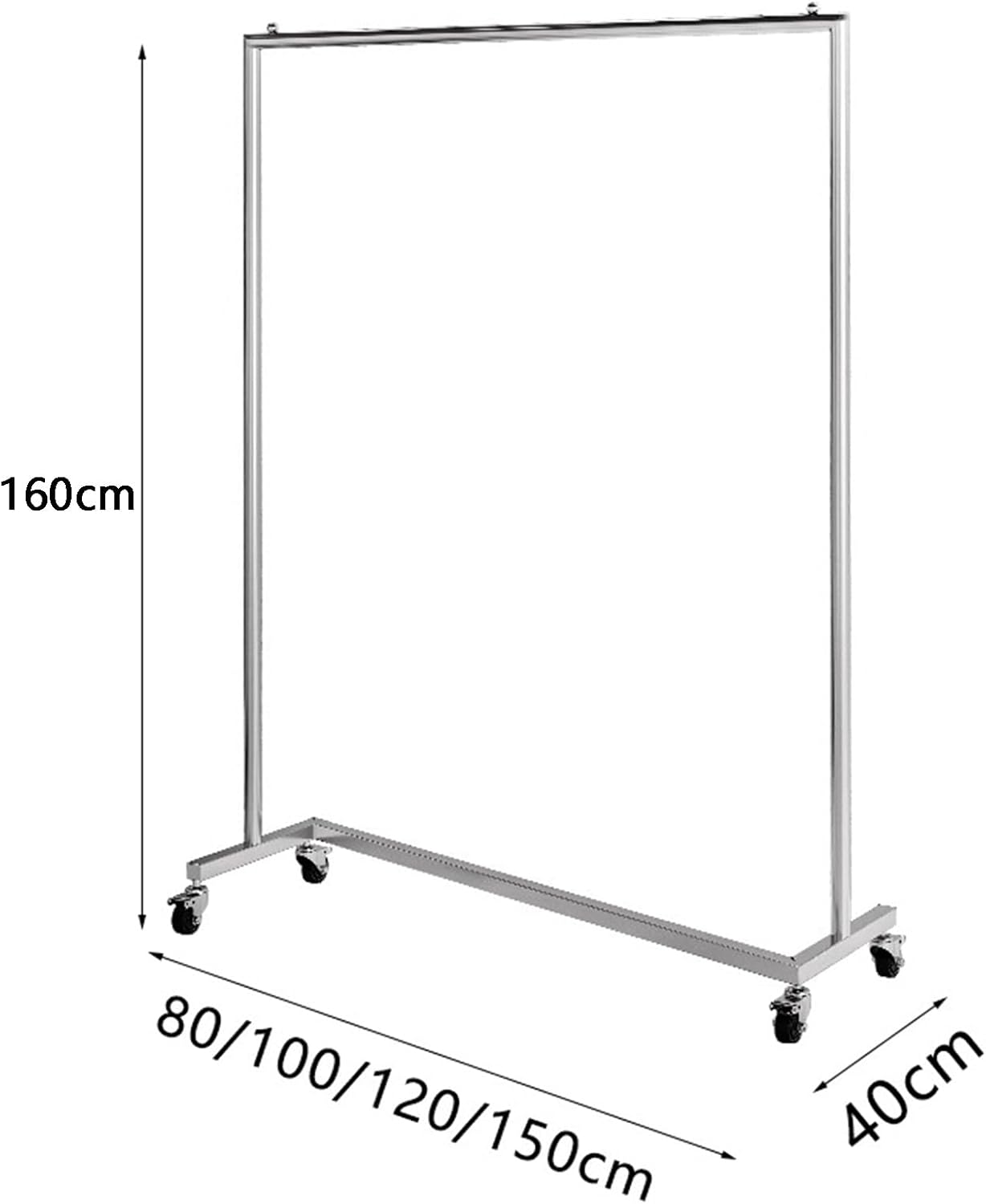 Heavy Duty Coat Rack, Garment rack Rolling Clothing Rack On Wheels, Commercial Grade Heavy Duty Clothes Rail, Silver Stainless Steel Clothes Hanging Rack With Z-Base, Portable Coat Rack ( 150X40X160C