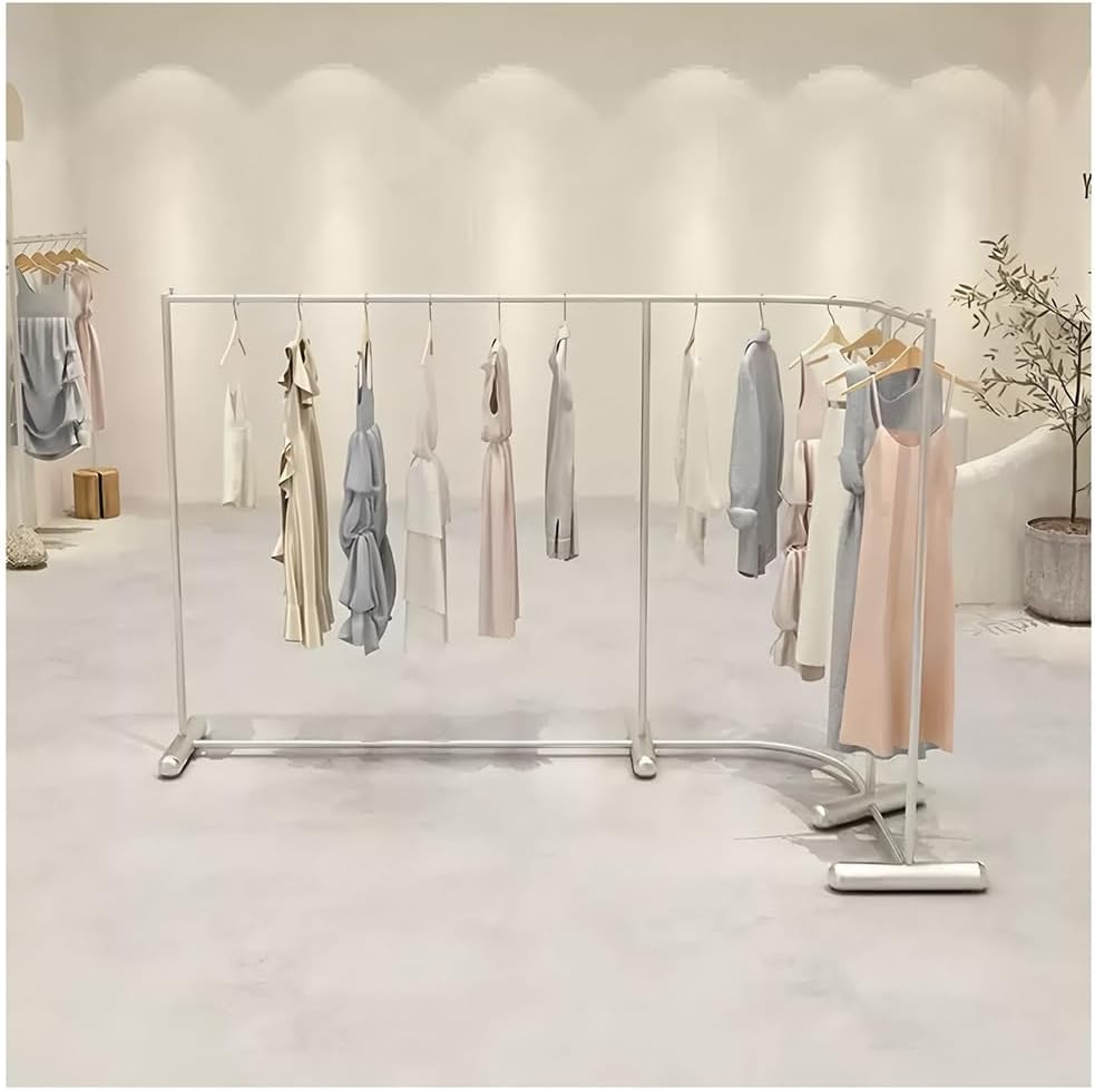 LXHELIVERY Garment Rack Retail Display Clothing Rack, Heavy Duty Garment Rack,Freestanding Coat Clothing Hanger Storage Organiser Unit For Bedroom And Boutique(Silver,150X40X135 CM)