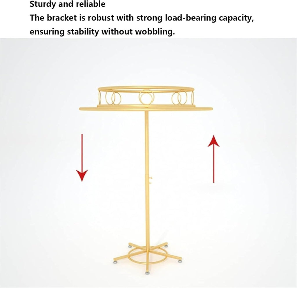 Freestanding Rotating Garment Rack, Round, Floor Standing Clothing Stand, 360° Rotating Retail Display Shelf, for Bedroom Boutique Commercial Shop(Gold,60cm)