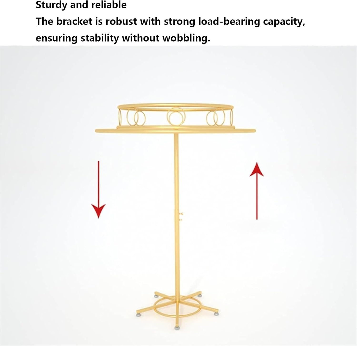 Heavy Duty Garment Rack with Top Shelf, Round, 360° Rotating, Floor Standing Clothing Display Stand, 360° Rotating, Multi-Purpose, for Bedroom Boutique Retail(Gold,50cm)