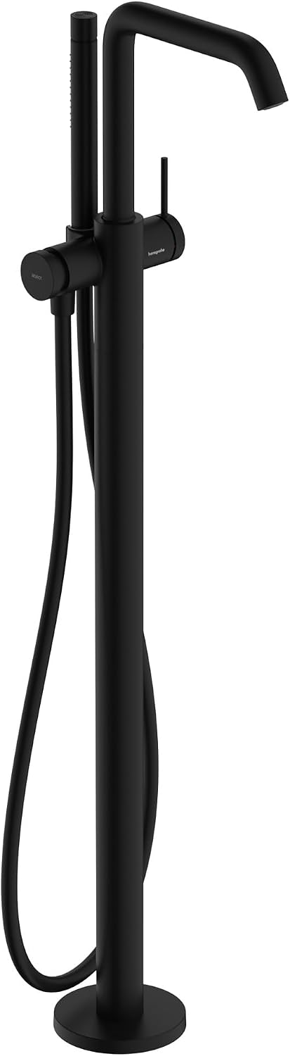 hansgrohe Tecturis S -Handle 39-inch Tall Freestanding Bathtub Faucet with Handshower in Matte Black, 73440671