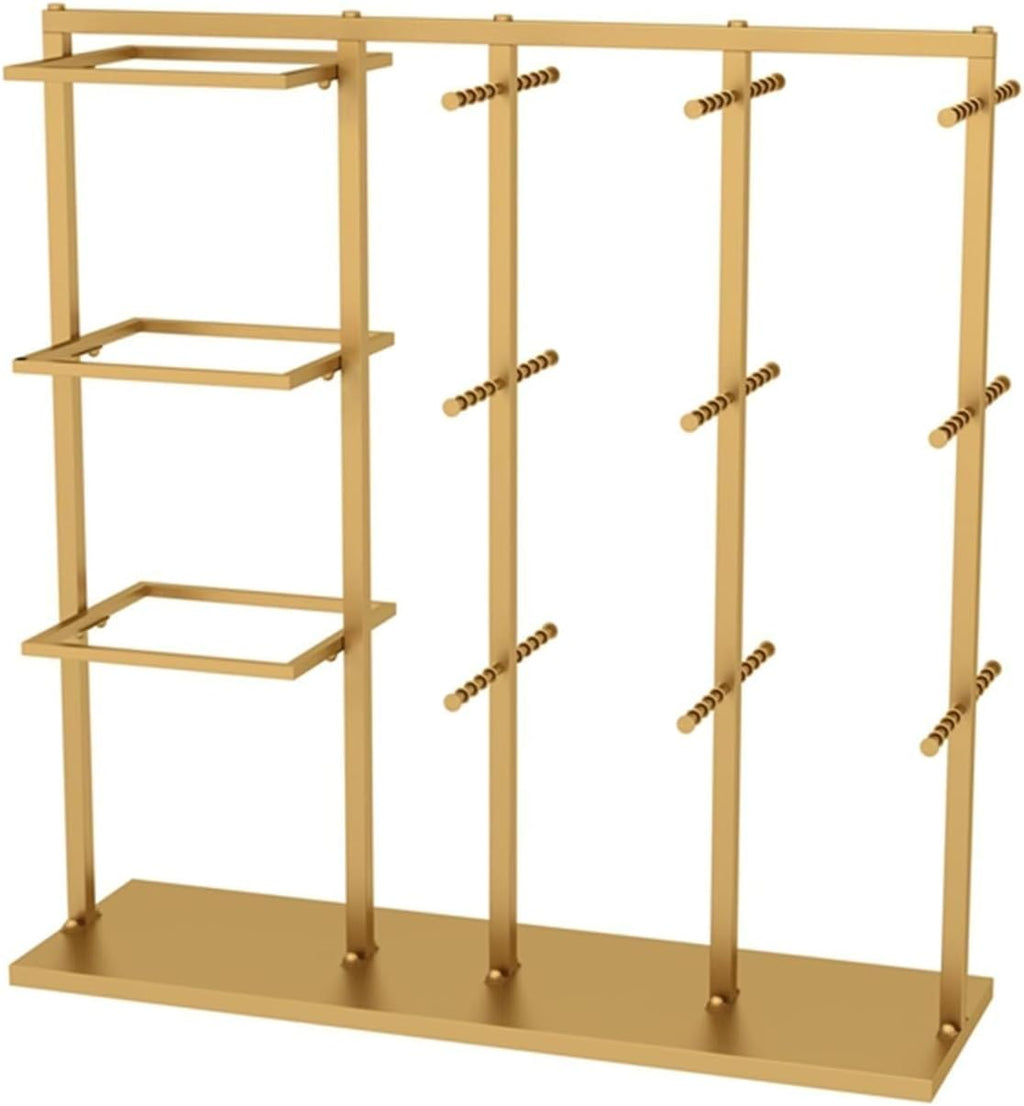 Customize what you need Freestanding Clothing Store Organizer Rack, Underwear Rack, Retail Store Scarf Panty Shorts Bra Hijab Silk Shawl Display Stand for Bouti(Gold a 130X40X130CM)