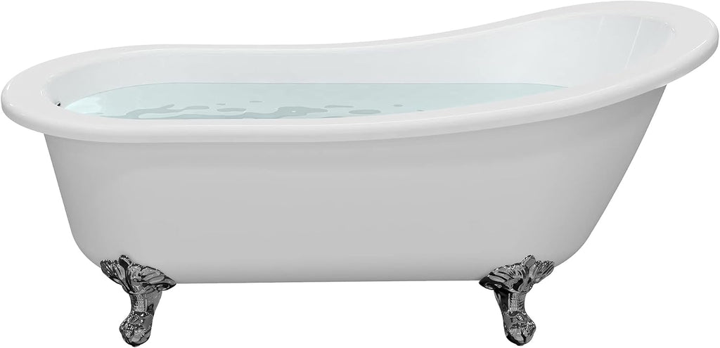 HEATGENE 61 Inches Acrylic Freestanding Bathtub Vintage Bathtub Contemporary Soaking Tub Easy to Install UPC Certified Drain & Overflow Assembly Included