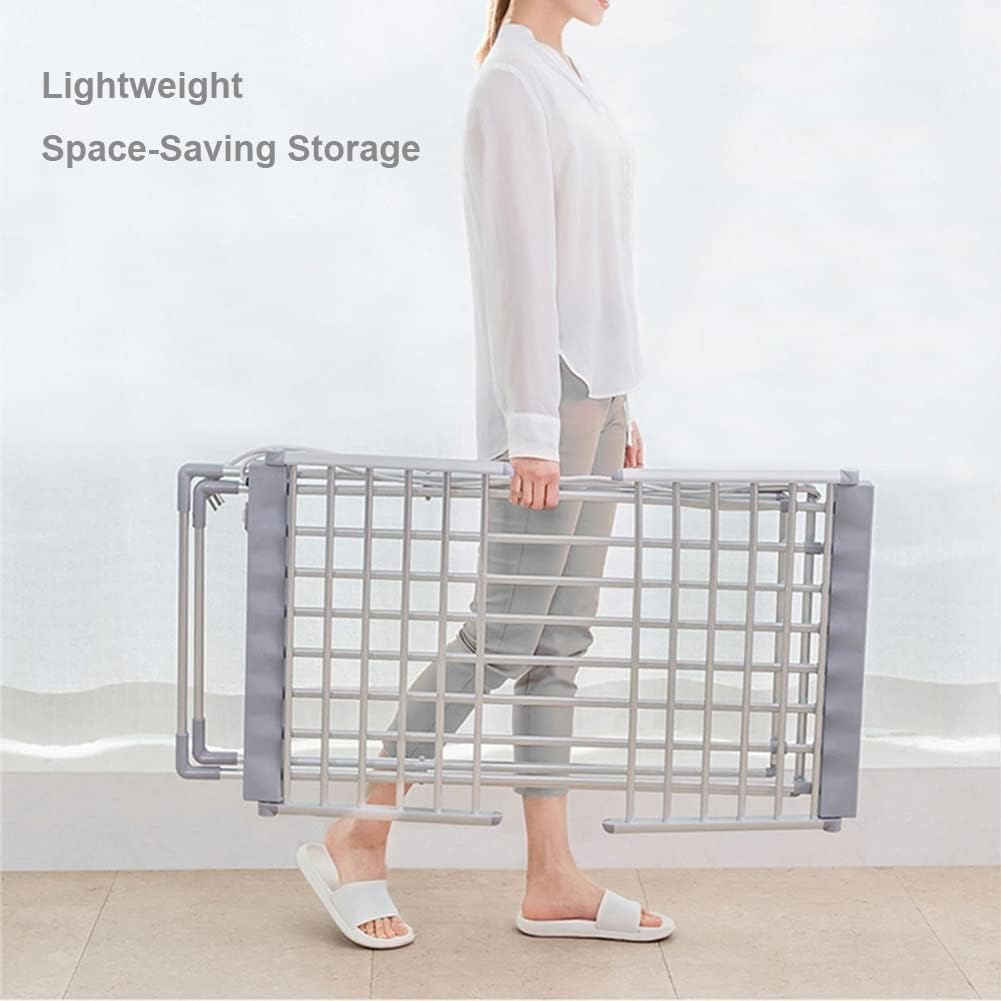 Clothes Airer Dryer 18 Bars Drying Rails Electric 220W Heated Drying Rack Collapsible Stainless Steel Garment Laundry Racks Clothes Horse Efficient Saves Energy