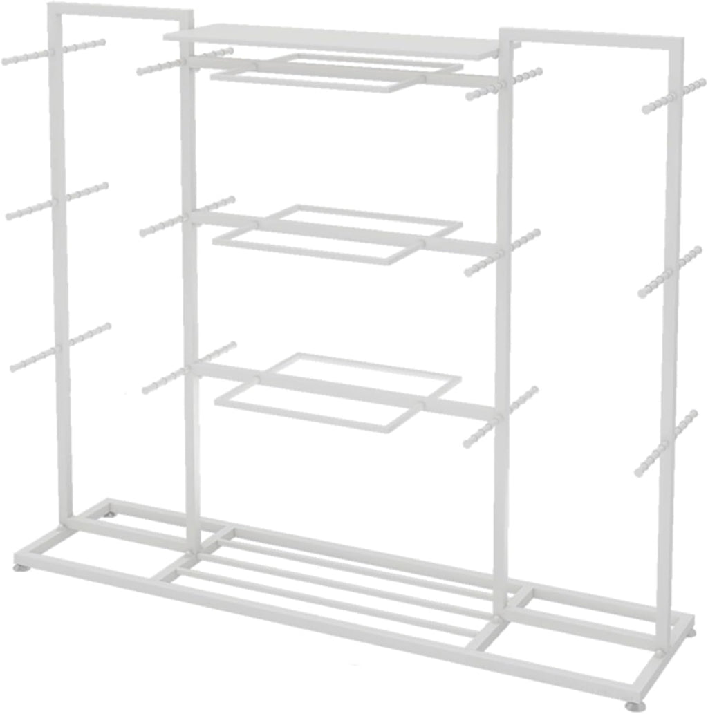 Modern Clothing Store Garment Rack,Commercial Grade Clothes Retail Display Racks,Multipurpose Slippers Socks Underwear Shorts Accessories Storage Shelves,Boutique Organizer(White 150x40x135CM)