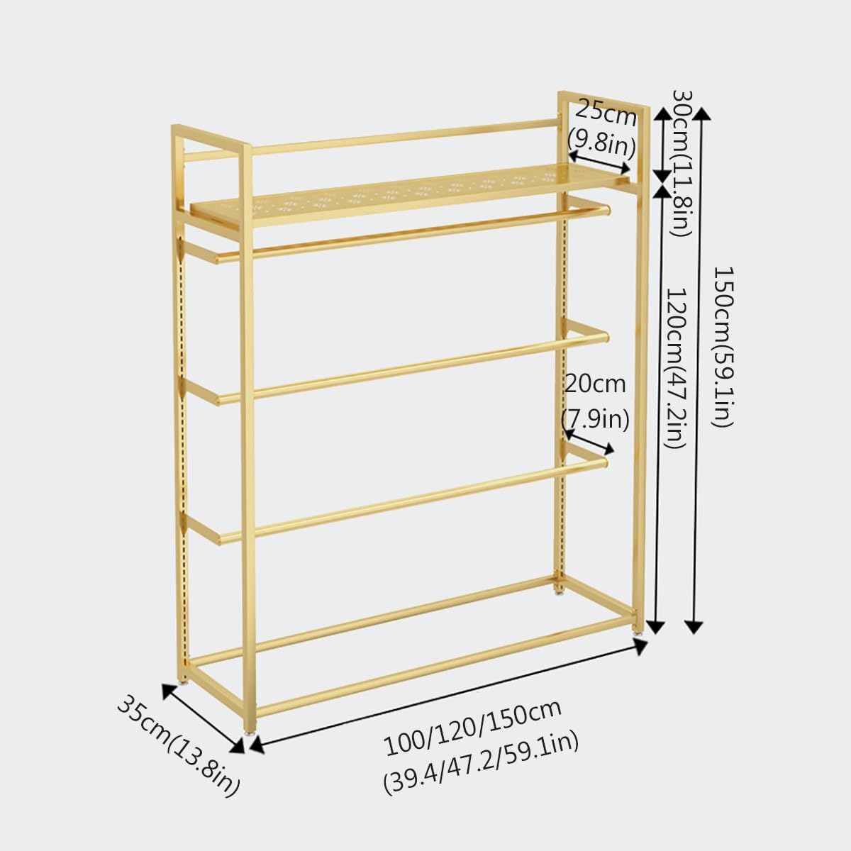 Lingerie Bra Rack Swimsuit Organizer Hanger, Underwear Display Rack with Adjustable Support, Freestanding Clothing Store Boutiques Retail Lingerie Garment Racks(Gold,120cm)