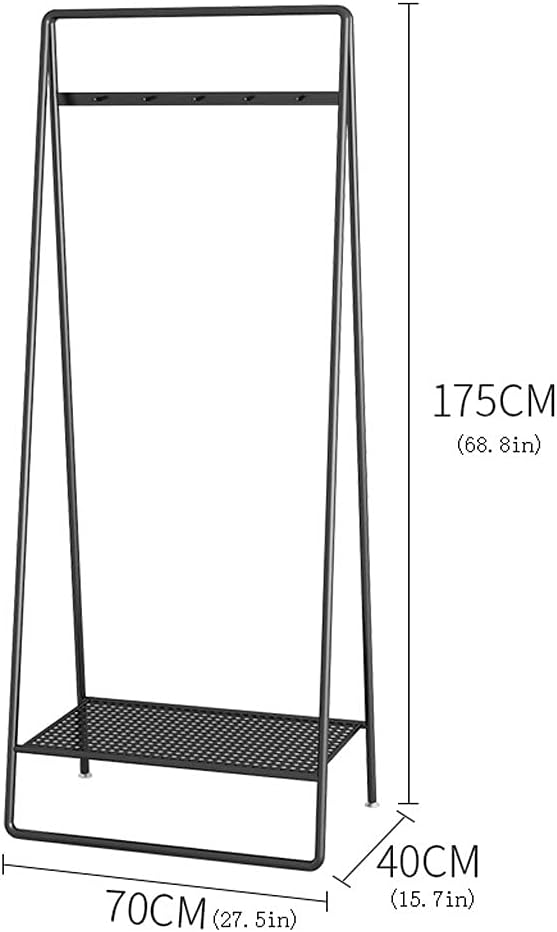 YYDS Clothing Garment Rack Clothes Racks with Hooks Free Standing Holder Collapsible Clothing Hanging Rack Metal Pipe Garment Rack Storage Shelf -Iron Clothing Racks (Color : Black, Size : 70cm)