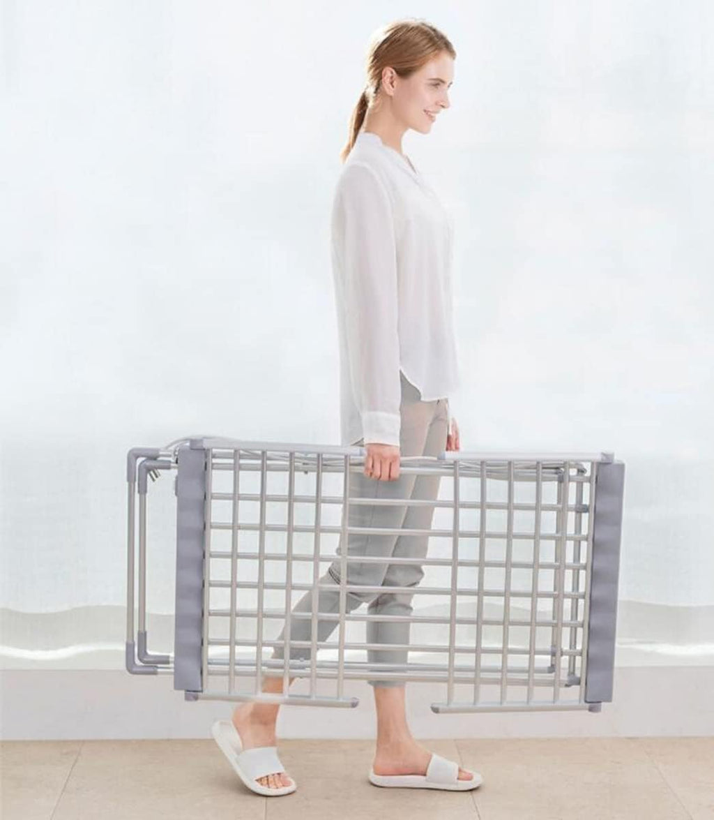 Clothes Drying Rack Electric Heated Laundry Rack Folding Collapsible Gullwing Clothing Drying Stand Free-Standing Heating Garment Dryer Towel Rail Space Saving for Home Indoor/Outd
